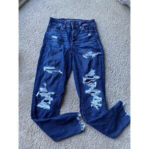AMERICAN EAGLE Skinny Jeans Women's Size 4 Stretch Blue Denim Distressed